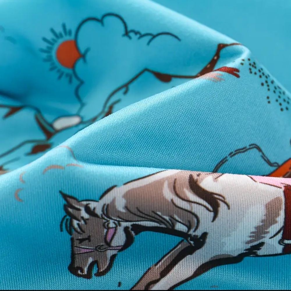 Turquoise Western Western-Chic Horse Print Pajama Set - Picture 6 of 9